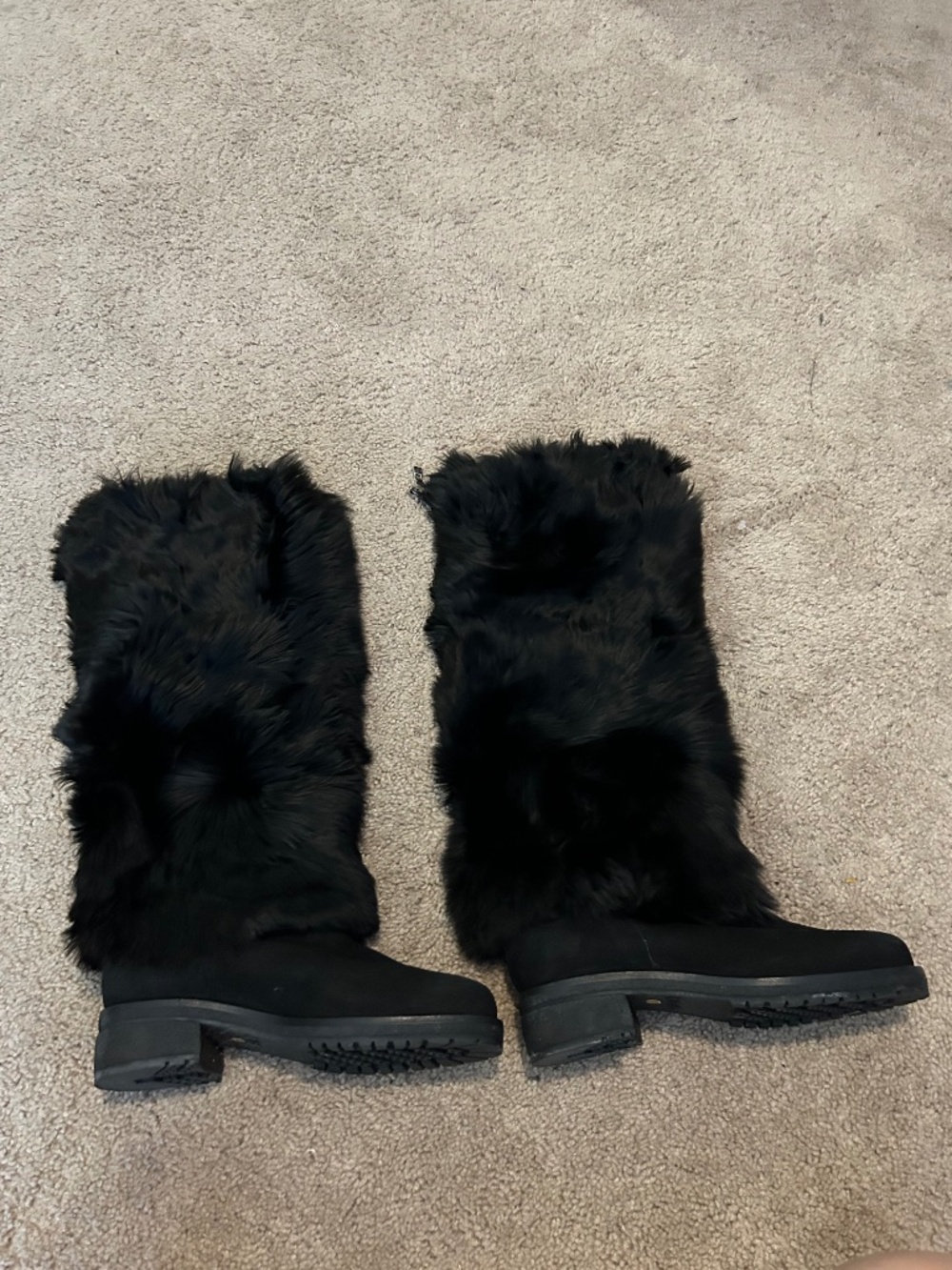loro piana Faux black fur boot
